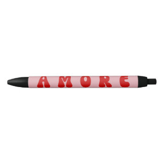 Stylo Noir Police à bulles rose et rouge rétro des années 70