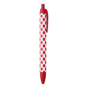 Stylo Noir Polka rouge pointillé
