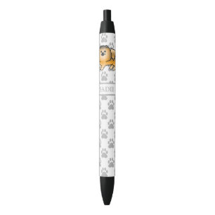 Stylo Noir Pomeranian Sable Orange Chien de Dessin Animé Mign