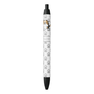 Stylo Noir Poméranien Tricolore Hound Chien de Dessin Animé M