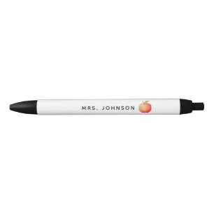 Stylo Noir Pomme rouge moderne monogramme enseignant