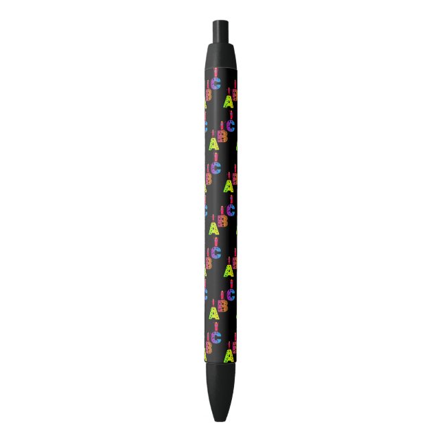 Stylo Noir Pommes amusantes avec ABC (devant Vertical)