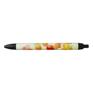 Stylo Noir Pommes et mandarines - Panorama de fruits exotique