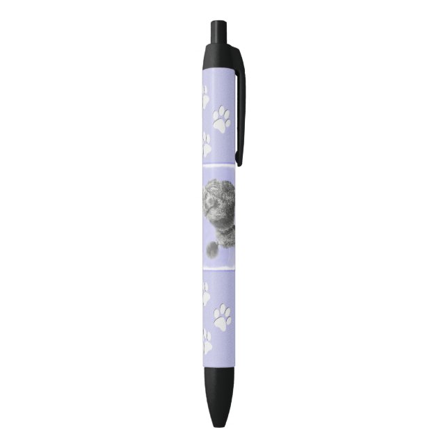 Stylo Noir Poodé Jouet miniature Argent gris bleu Chien Art (Bas (Vertical))