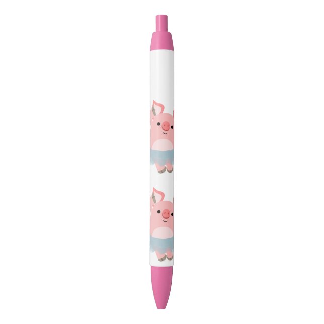 Stylo Noir Porc mignon de ballerine de bande dessinée (devant Vertical)