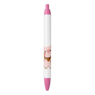 Stylo Noir Porc mignon de chocolat de bande dessinée