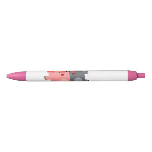 Stylo Noir Porcs de cartons noirs et blancs mignons