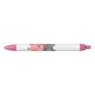 Stylo Noir Porcs de cartons noirs et blancs mignons