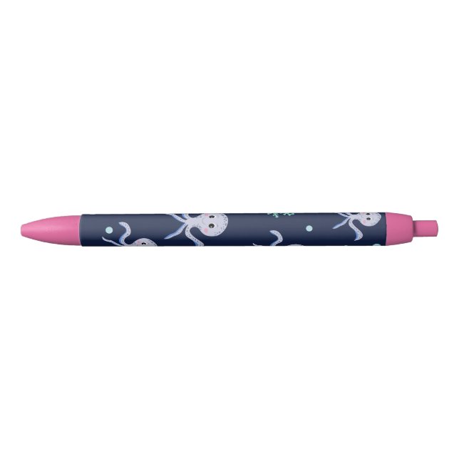 Stylo Noir Poulpe sous la mer motif pour enfants (Devant)