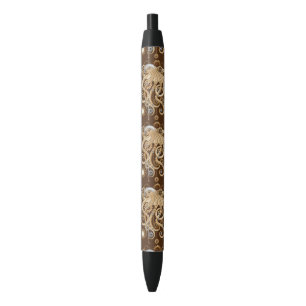 Stylo Noir Poulpe Steampunk Rétro Fantastique Mécanique