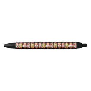 Stylo Noir Poupées Matriochka Colorées