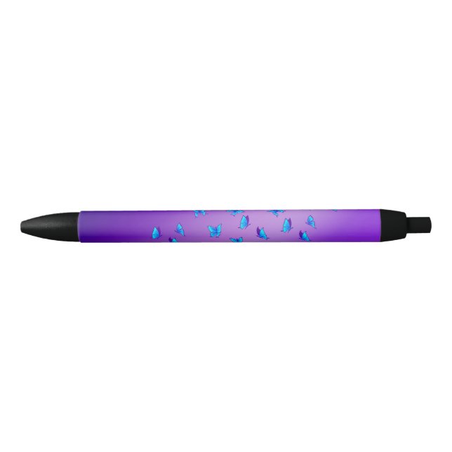 Stylo Noir Poutres et papillons verts Abstraits (Devant)