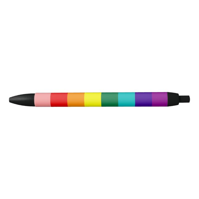 Stylo Noir Premier drapeau de la Rainbow Pride (Devant)