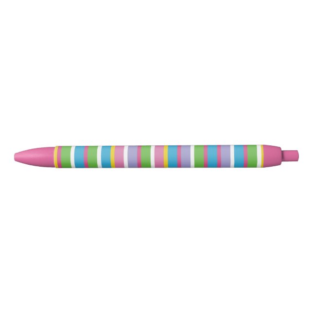 Stylo Noir Preppy Stripes couleurs vives Hip Fun rose moderne (Devant)