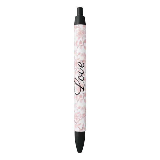 Stylo Noir Pretty Pink Roses Floral Love (devant Vertical)