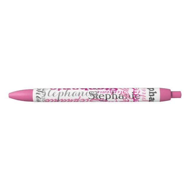 Stylo Noir Pretty Rose Nom Collage Allover Imprimer (Devant)
