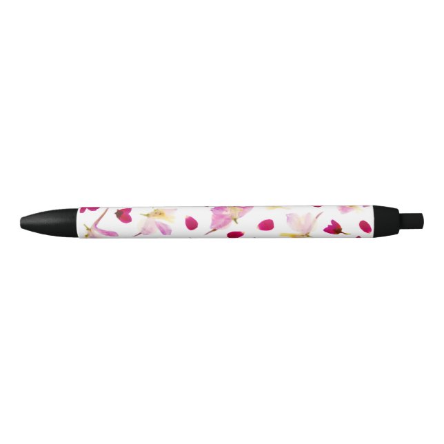 Stylo Noir Printemps Botanique Fleur sauvage fleurs pétales (Devant)