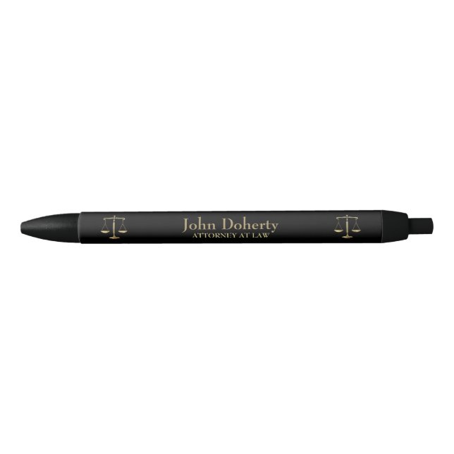 Stylo Noir PROCUREUR DE DROIT | Scales d'or de la justice (Devant)