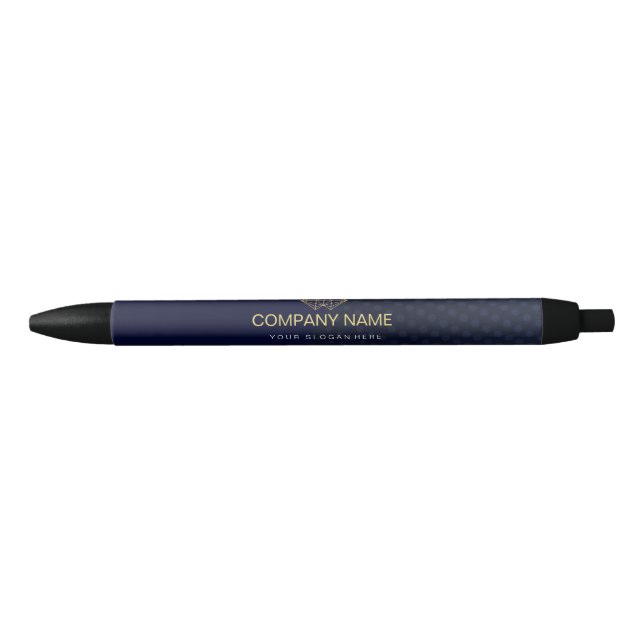 Stylo Noir Professionnel Classique Élégant Bleu Or (Devant)
