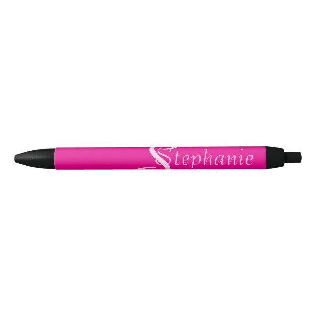 Stylo Noir Professionnel Simple Moderne Monogramme (Devant)