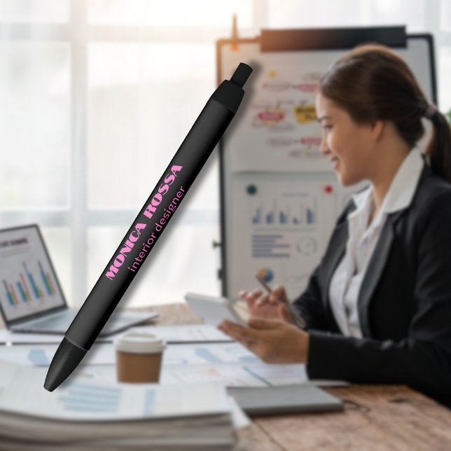 Stylo Noir Professionnel Simple Moderne Rose Néon Noir (Créateur téléchargé)