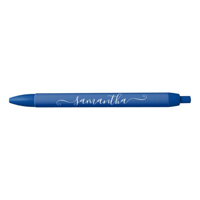 Stylo Noir Profond Bleu et Blanc Nom de Signature Mignon (Devant)