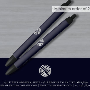 Stylo Noir Promotions du logo bleu marine personnalisé