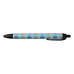 Stylo Noir Quatre Oeufs de Pâques colorés