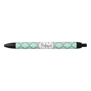 Stylo Noir Quatrefoil vert et gris Laurel