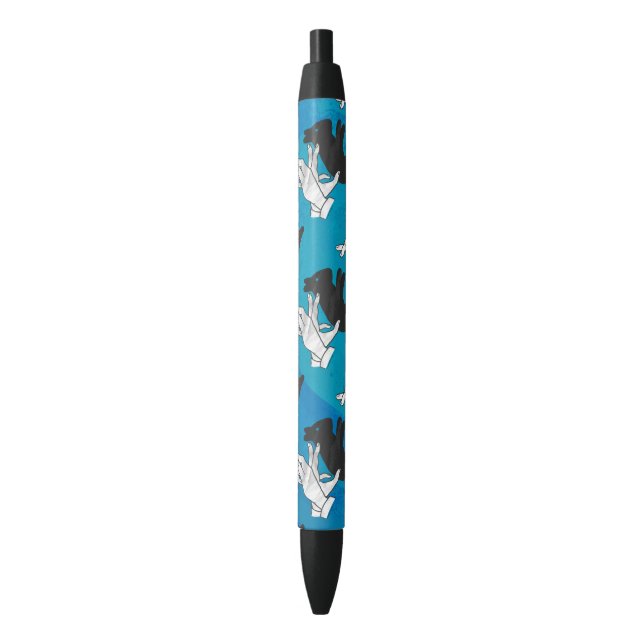 Stylo Noir Rabbit d'ombre sur bleu (devant Vertical)