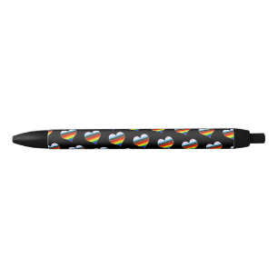 Stylo Noir Rainbow Heart Motif