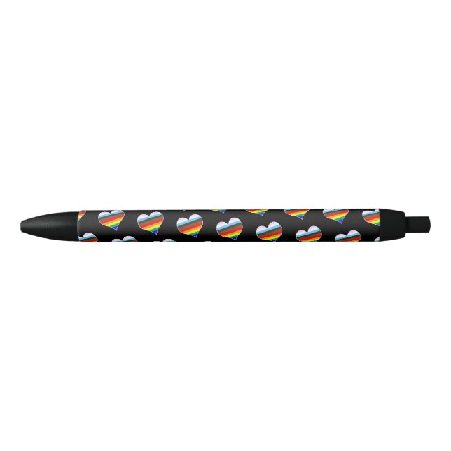 Stylo Noir Rainbow Heart Motif (Devant)