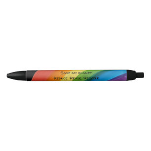 Stylo Noir RAINBOW Sauvegarder ma planète (personnalisable)