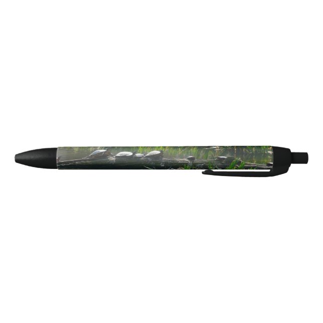 Stylo Noir Rangée de tortues Green Nature Photo (Bas)