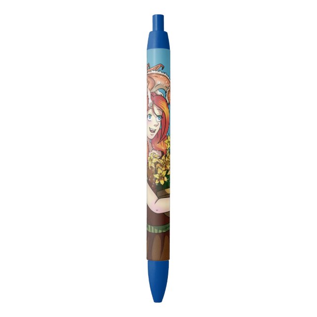 Stylo Noir Rassembler les fleurs avec un dragon (devant Vertical)