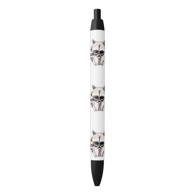 Stylo Noir Raton laveur adorable d'aquarelle avec la (devant Vertical)