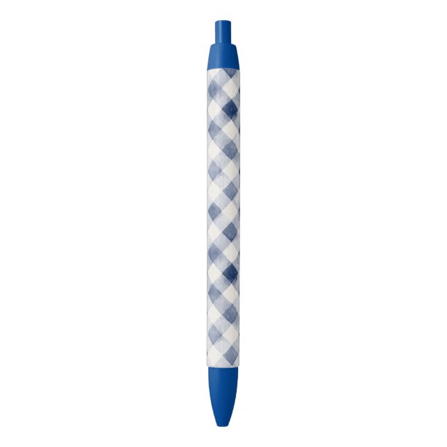 Stylo Noir Rayures à Carreaux Crème Bleu (devant Vertical)