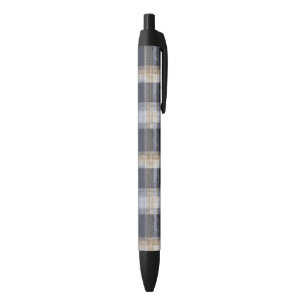 Stylo Noir Rayures Carreaux Crème Bleu