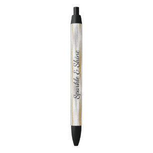 Stylo Noir Rayures clinquantes argent or