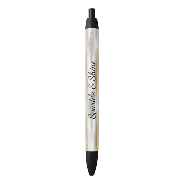 Stylo Noir Rayures clinquantes argent or (devant Vertical)
