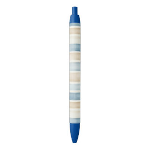 Stylo Noir Rayures Crème Bleu de Plage