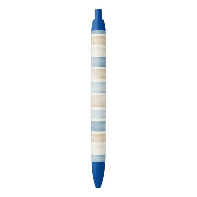 Stylo Noir Rayures Crème Bleu de Plage   (devant Vertical)
