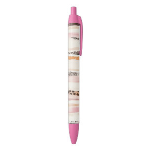 Stylo Noir Rayures de léopard rose poudré crème
