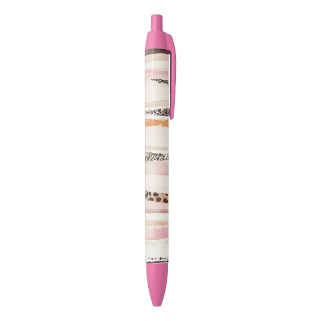 Stylo Noir Rayures de léopard rose poudré crème (Bas (Vertical))