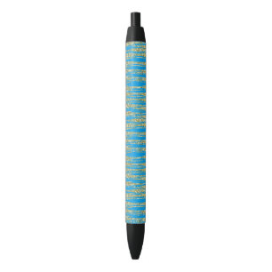 Stylo Noir Rayures de parties scintillantes de Faux d'or de
