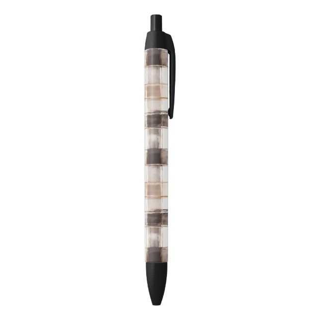 Stylo Noir Rayures écossaises marron crème   (Bas (Vertical))