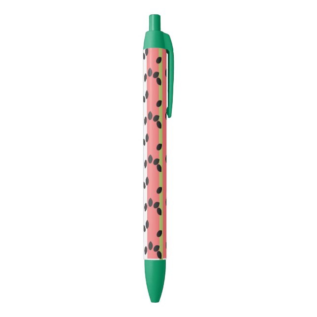 Stylo Noir Rayures et graines de pastèque Fruit Vert Rose (Bas (Vertical))