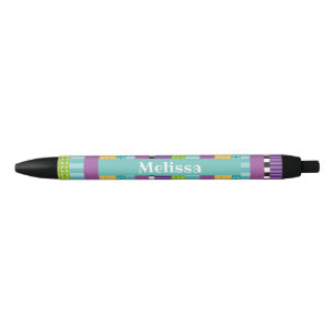 Stylo Noir Rayures et points Personnalisés