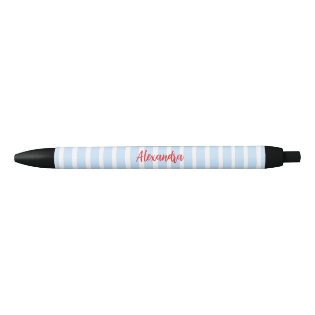Stylo Noir Rayures fines bleu clair (Devant)
