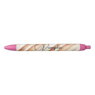 Stylo Noir Rayures Latte Crème Citrouille Pêche